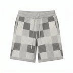 Checkerboard jacquard shirt & shorts set